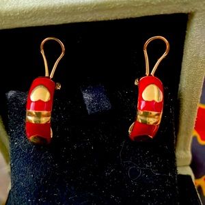 14qt gold red Enamel inlay hearts
